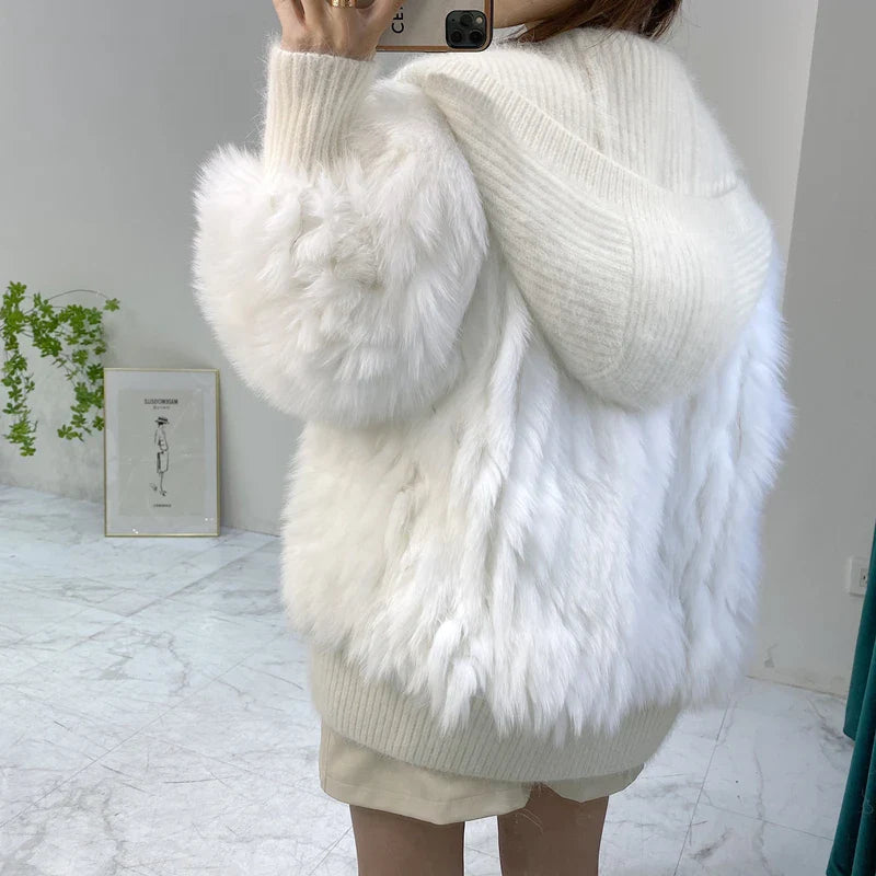 Women Thick Fur Knitted Hoodies