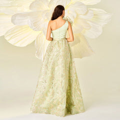 Vestido de noche elegante de alta gama sin mangas con un hombro al descubierto y cuello diagonal para cóctel, vestido de dama de honor con vuelo grande