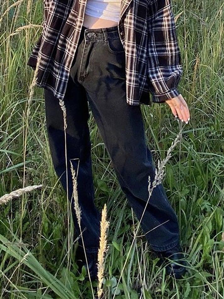 High waisted boyfriend jeans