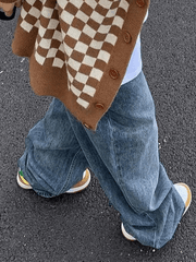 Washed blue belted boyfriend jeans