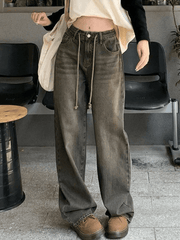 Vintage baggy boyfriend jeans with tie straps