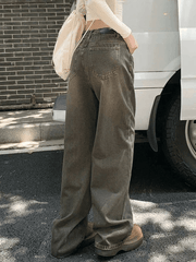 Vintage baggy boyfriend jeans with tie straps