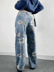 Vintage floral puff boyfriend jeans