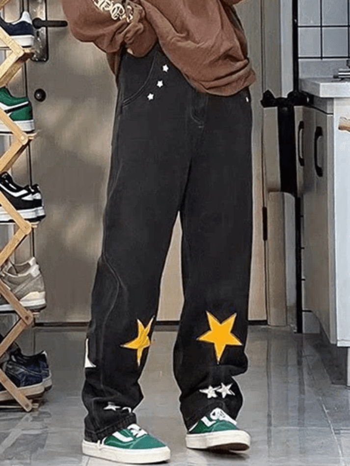 Star Patch Straight Boyfriend Jeans
