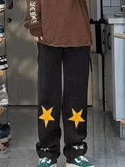 Star Patch Straight Boyfriend Jeans