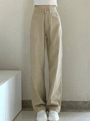 Vintage khaki straight cut boyfriend jeans
