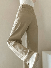 Vintage khaki straight cut boyfriend jeans