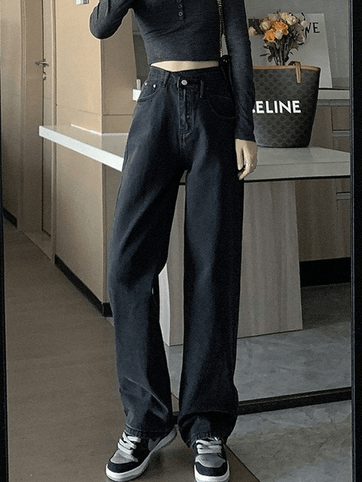 Vintage Washed Crossover Boyfriend Jeans