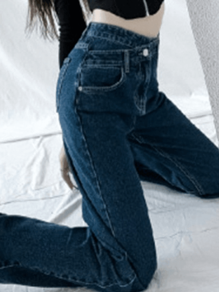 Vintage Washed Crossover Boyfriend Jeans