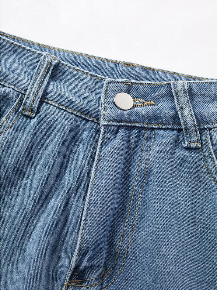 Washed high waisted boyfriend jeans