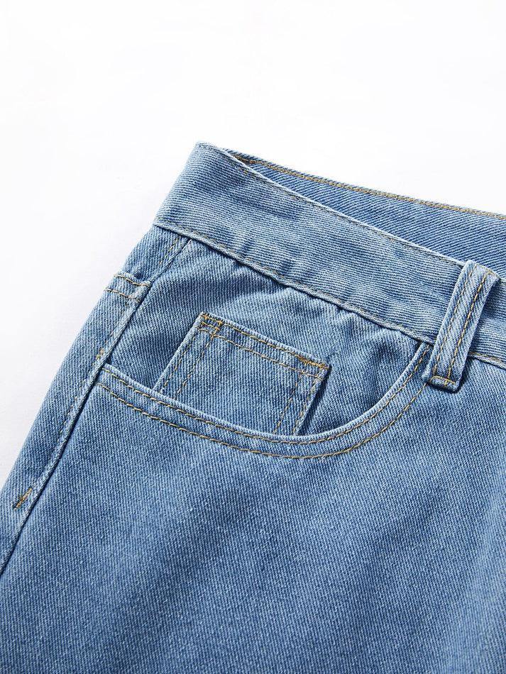 Washed high waisted boyfriend jeans