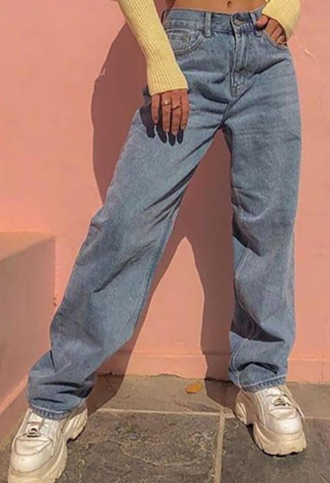 Washed high waisted boyfriend jeans