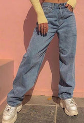 Washed high waisted boyfriend jeans