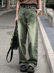 Vintage green washed boyfriend jeans