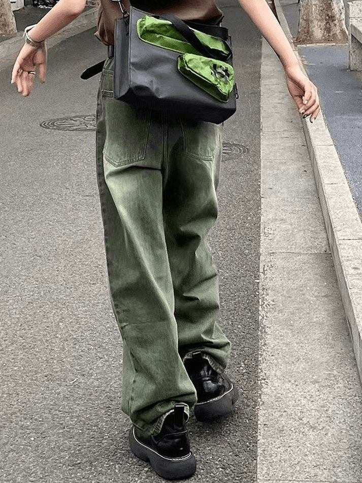 Vintage green washed boyfriend jeans