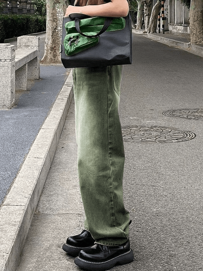 Vintage green washed boyfriend jeans