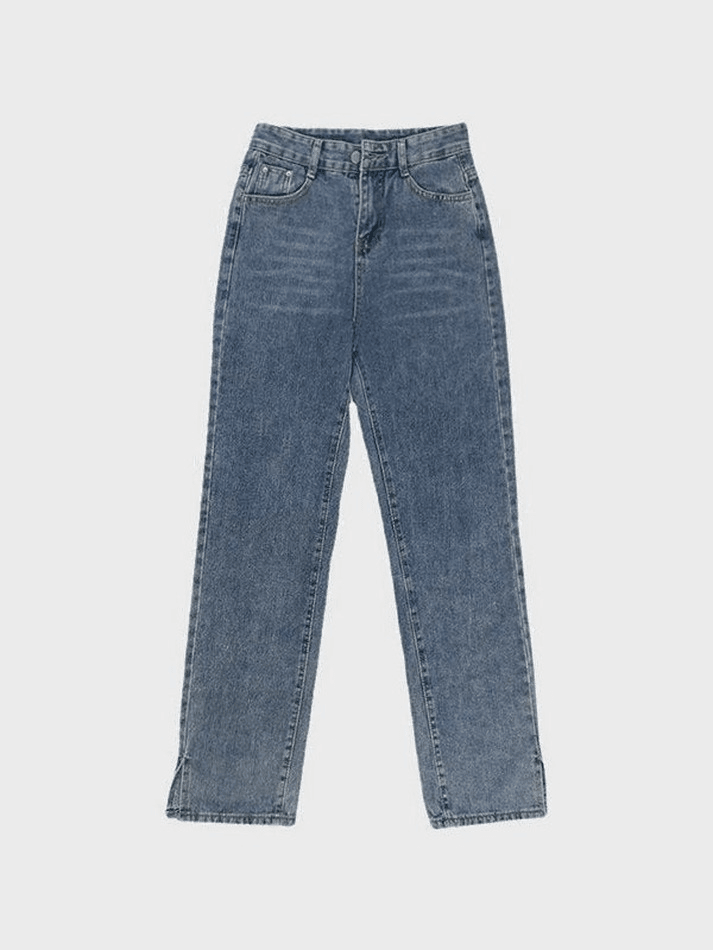 Faded slit boyfriend jeans