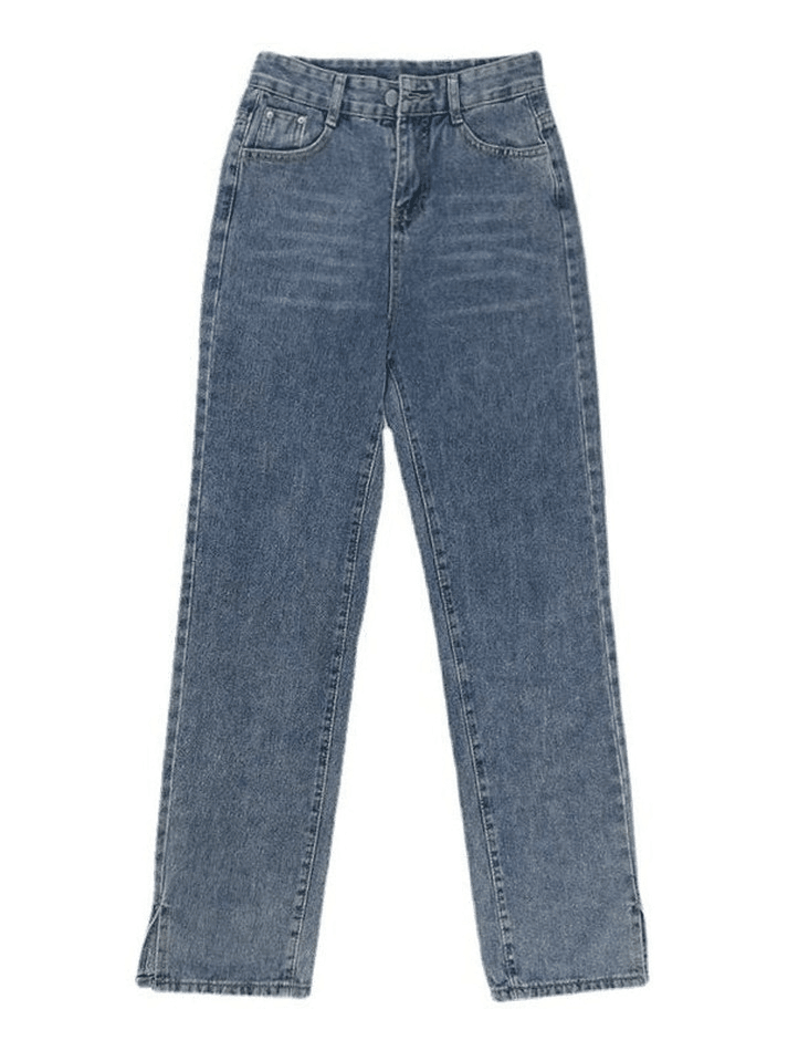 Faded slit boyfriend jeans