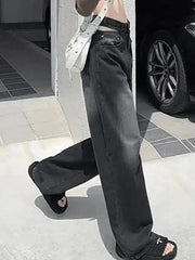 Faded black cutout boyfriend jeans