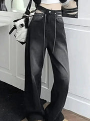 Faded black cutout boyfriend jeans