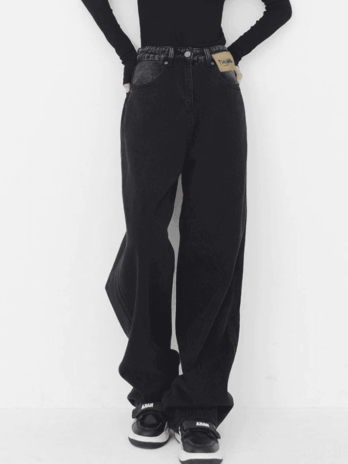 Washed Retro Black Boyfriend Jeans