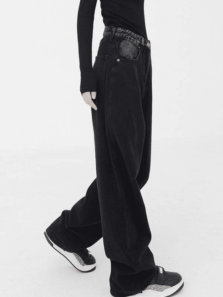 Washed Retro Black Boyfriend Jeans