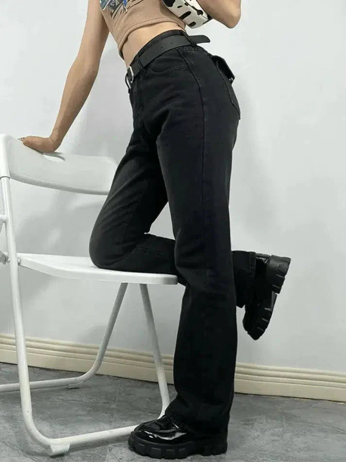 Washed vintage black boyfriend jeans