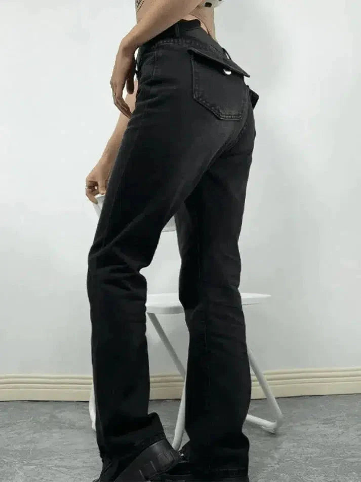 Washed vintage black boyfriend jeans