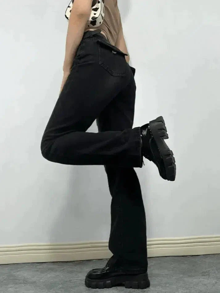 Washed vintage black boyfriend jeans