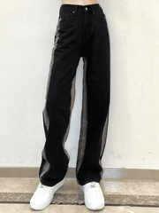Faded black striped boyfriend jeans