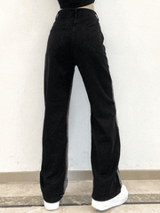 Faded black striped boyfriend jeans