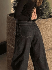 Stitched high waisted boyfriend jeans
