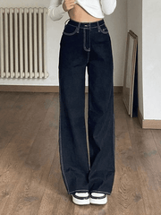 Stitched high waisted boyfriend jeans