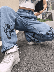 Butterfly high waisted boyfriend jeans