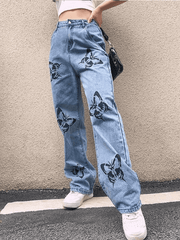 Butterfly high waisted boyfriend jeans