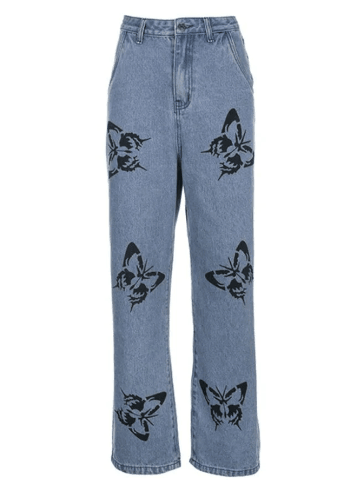 Butterfly high waisted boyfriend jeans