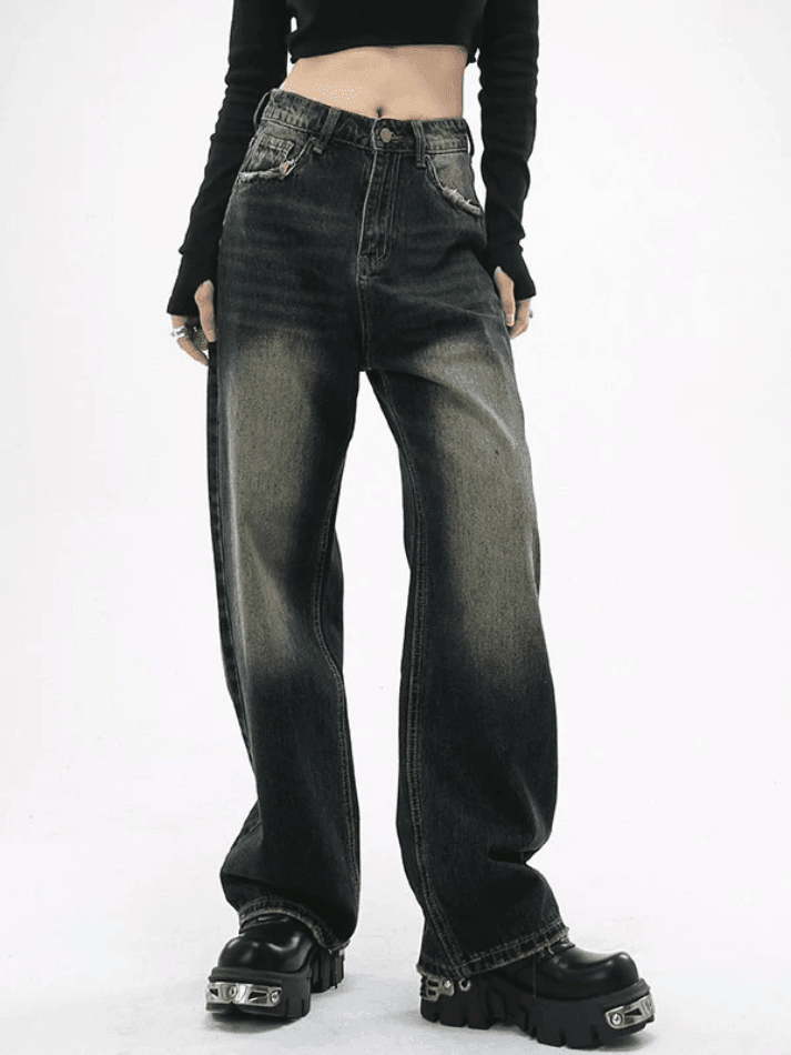 Vintage frayed-edge boyfriend jeans