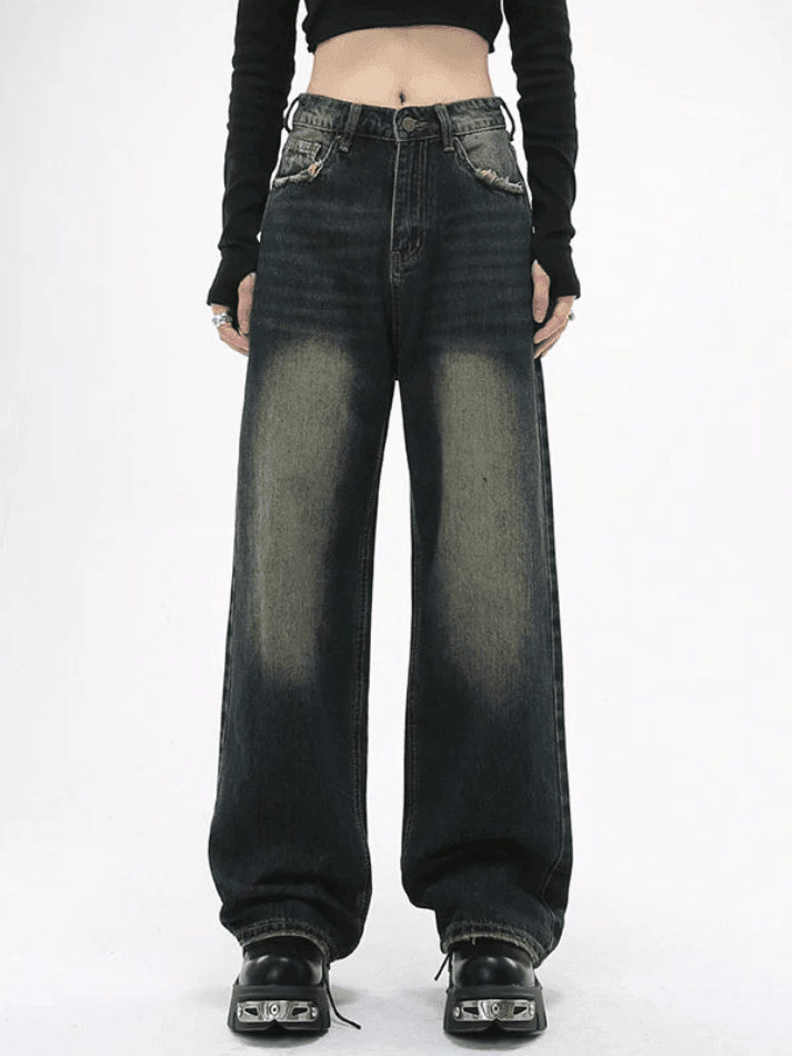 Vintage frayed-edge boyfriend jeans