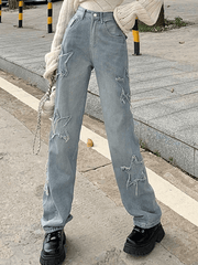 Vintage distressed star patch boyfriend jeans