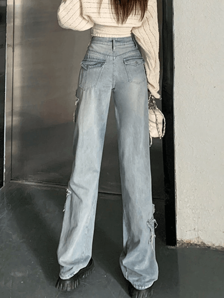 Vintage distressed star patch boyfriend jeans