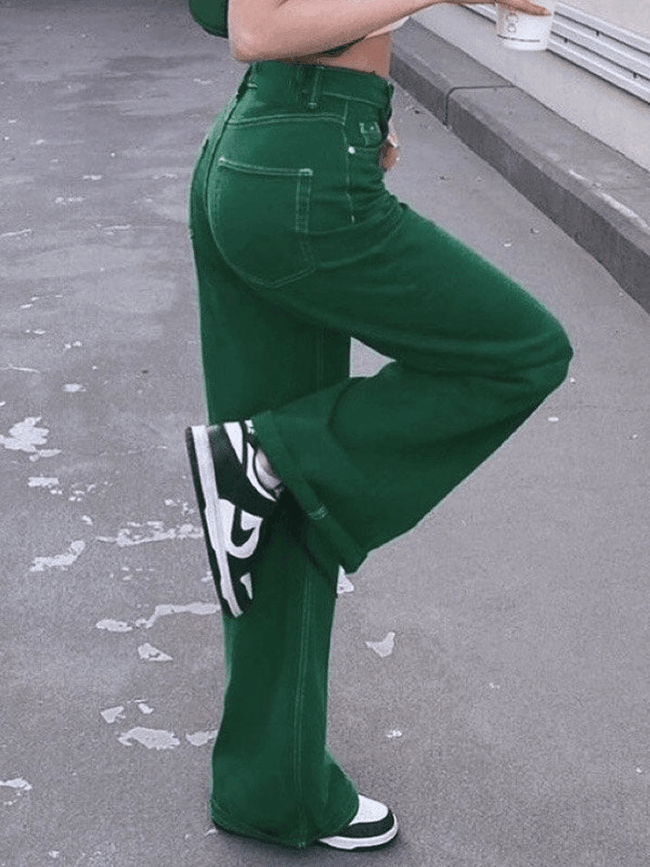 Vintage washed green boyfriend jeans
