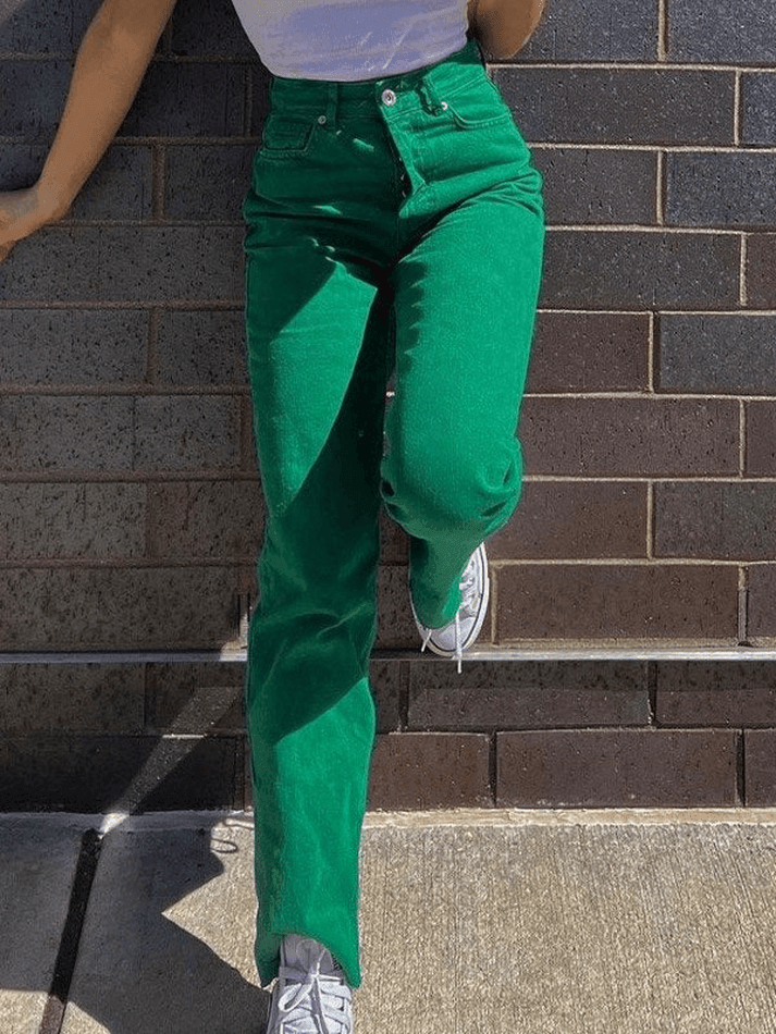 Vintage washed green boyfriend jeans