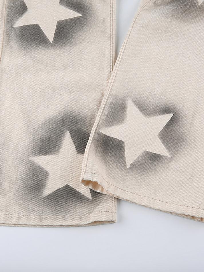 Contrast high waisted star jeans