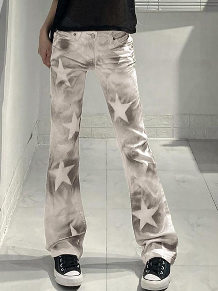 Contrast high waisted star jeans