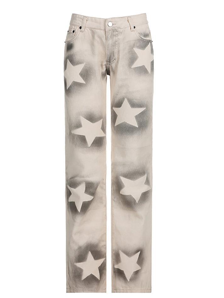 Contrast high waisted star jeans