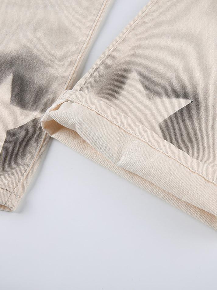 Contrast high waisted star jeans