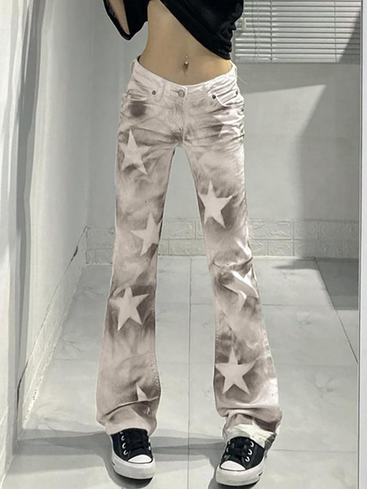 Contrast high waisted star jeans