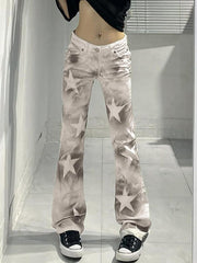 Contrast high waisted star jeans