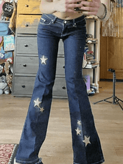 Flared jeans embroidered with stars
