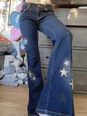 Flared jeans embroidered with stars